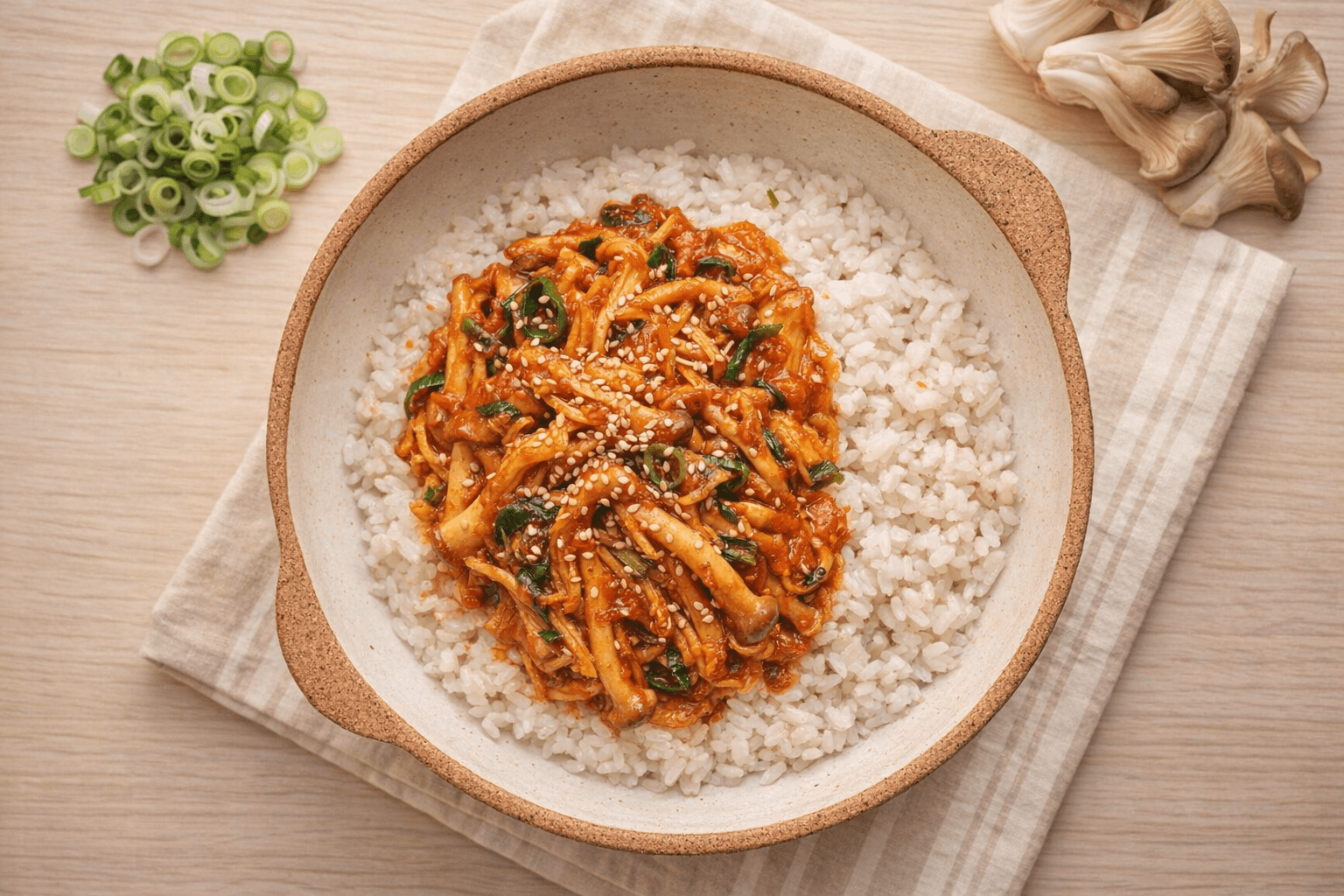 매콤버섯덮밥 한그릇 덮밥 버섯요리