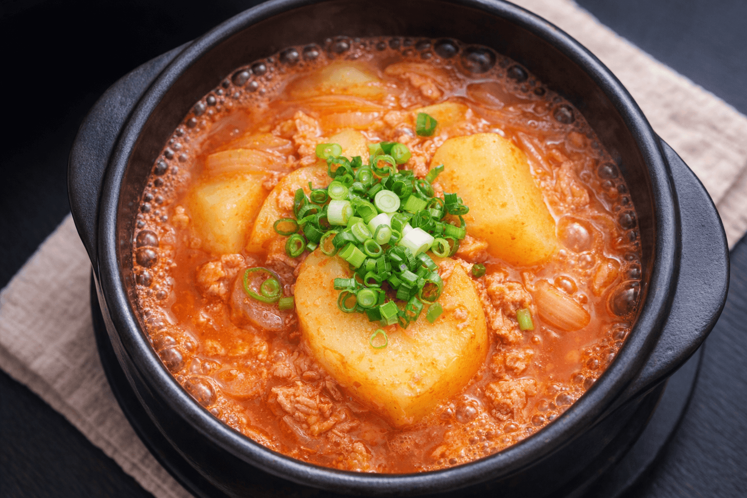 참치 감자 고추장 찌개 뚝배기