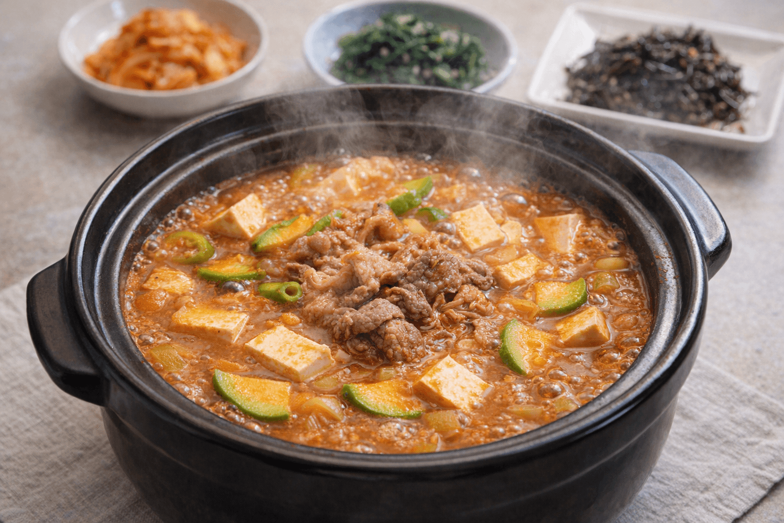 뚝배기에 끓인 차돌된장찌개