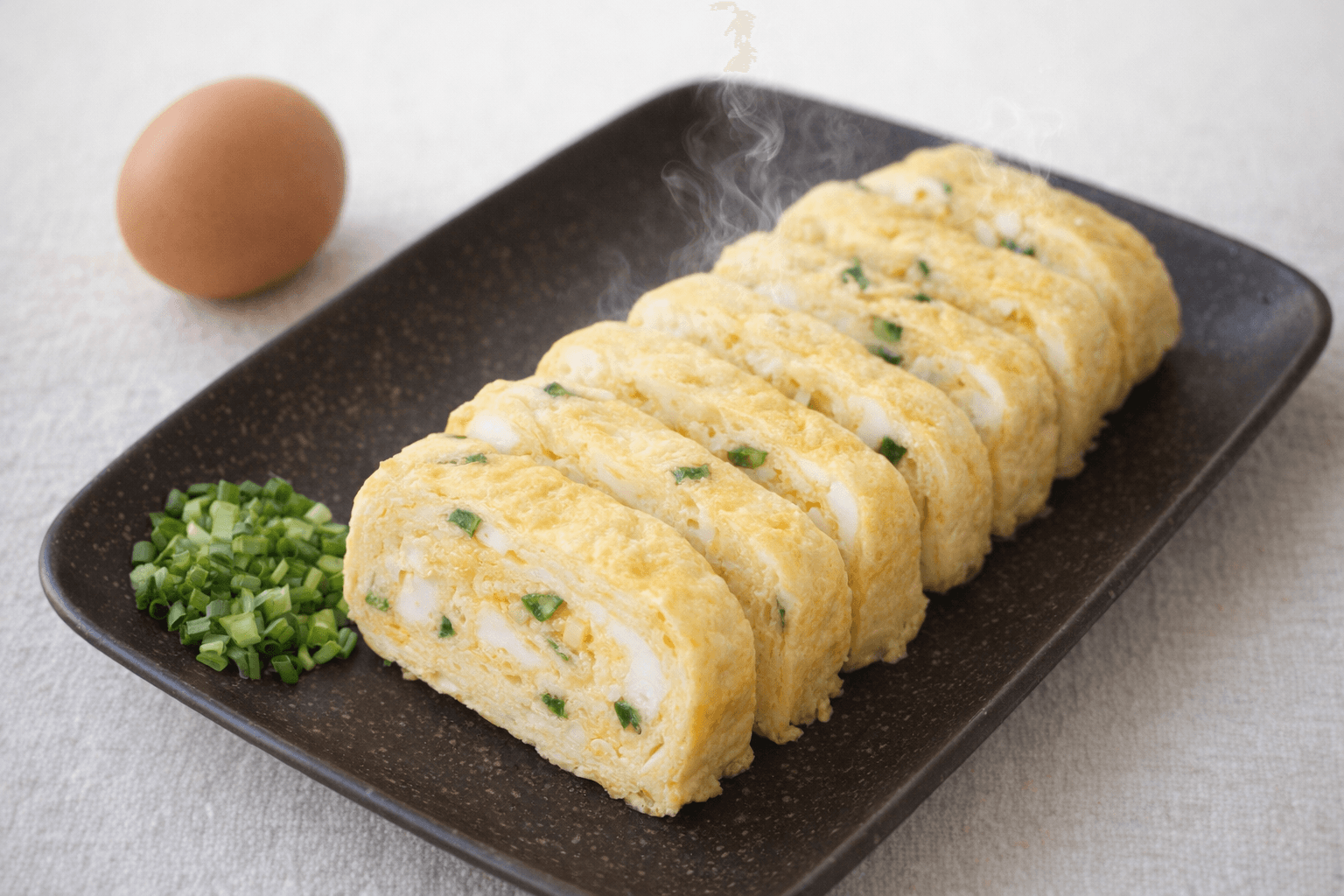 두툼하고 촉촉한 파 계란말이 단면