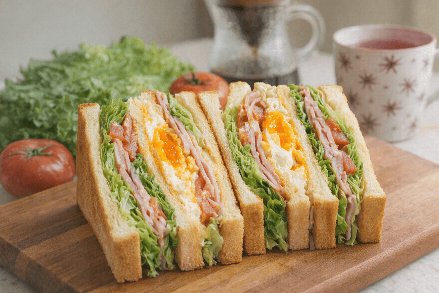 클럽샌드위치 3단샌드위치 홈카페 소풍도시락