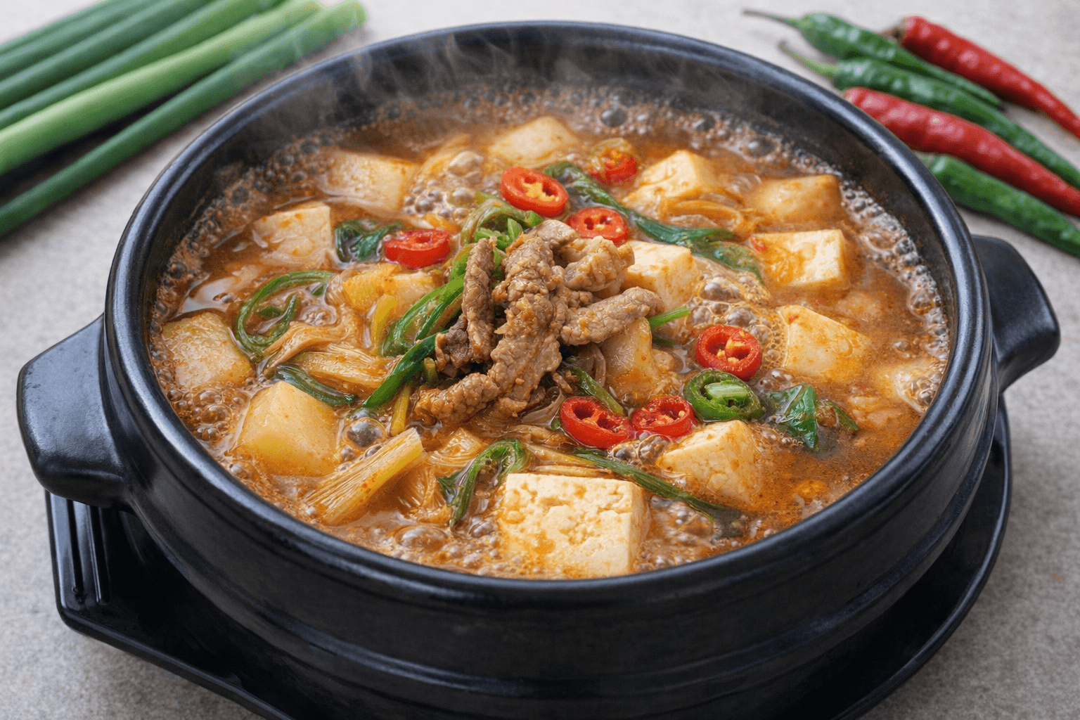 소고기 된장찌개 뚝배기 요리