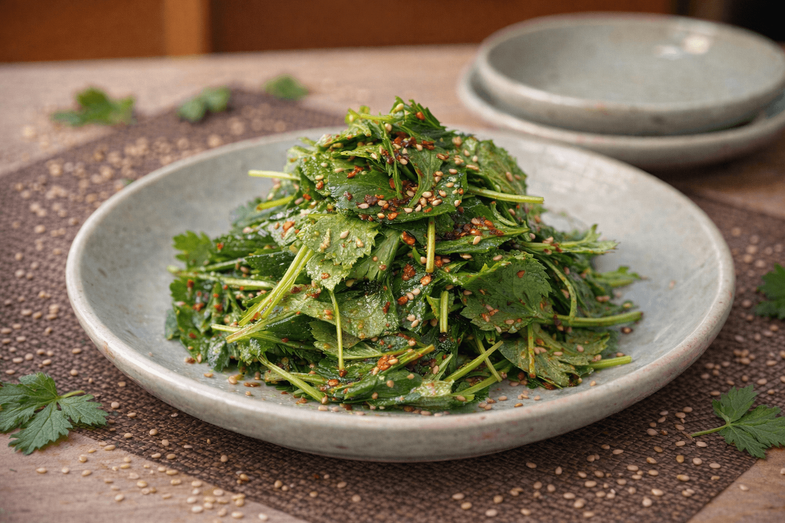 참나물무침 한정식 반찬