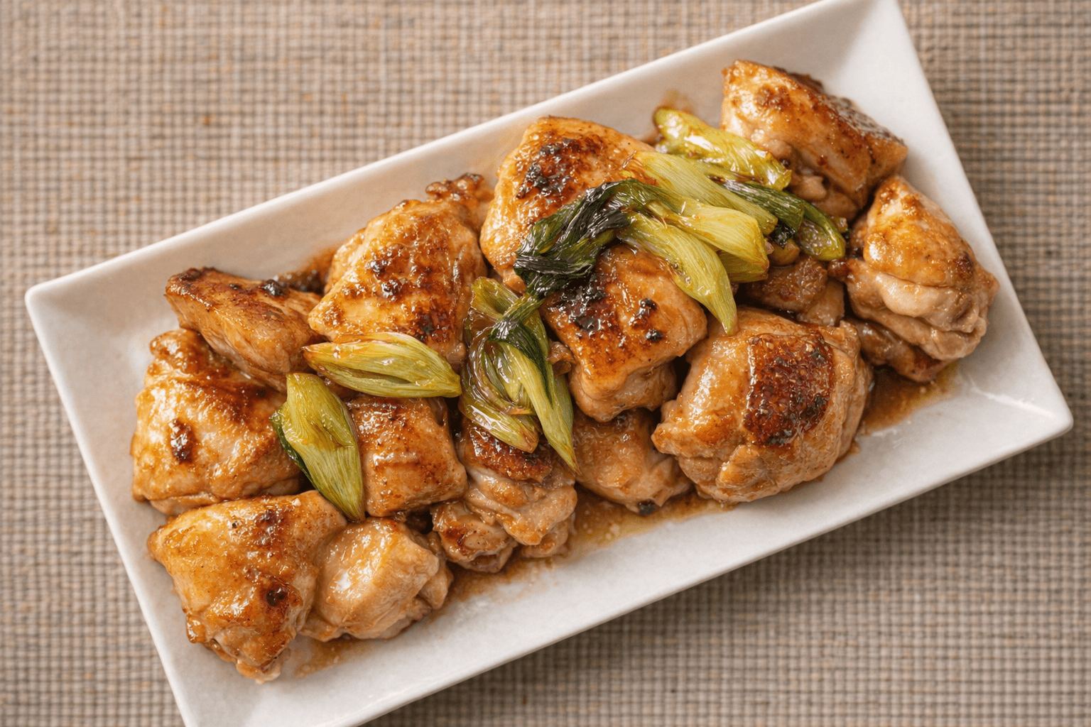 윤기 흐르는 데리야키 닭다리살 구이