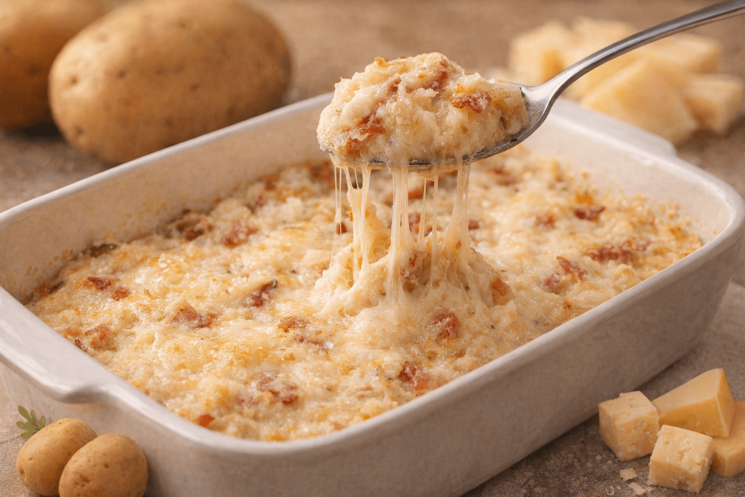 치즈 베이컨 으깬 감자 야식 요리