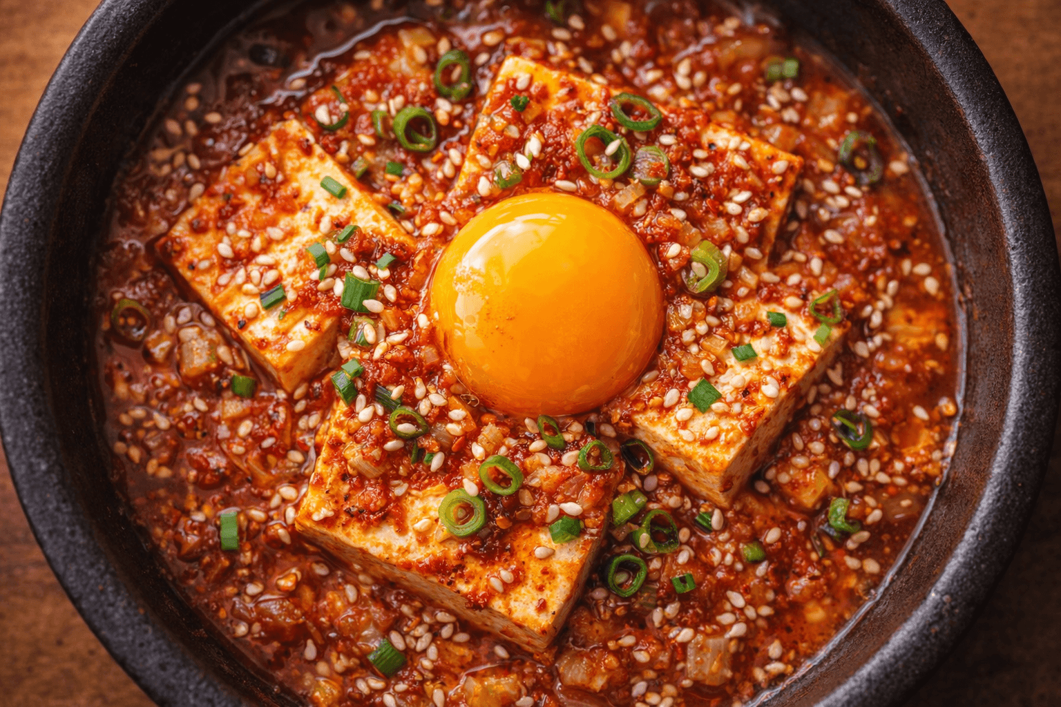 노른자 터트려 비벼먹는 매콤달콤 두부조림