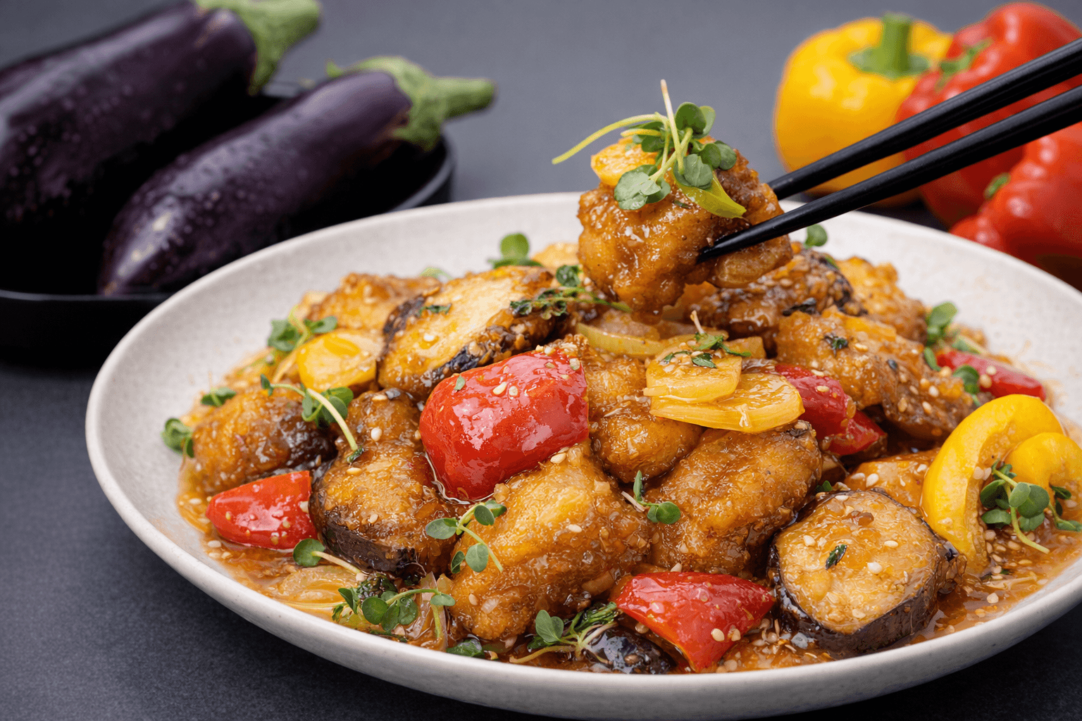 새콤달콤 바삭한 가지탕수 요리