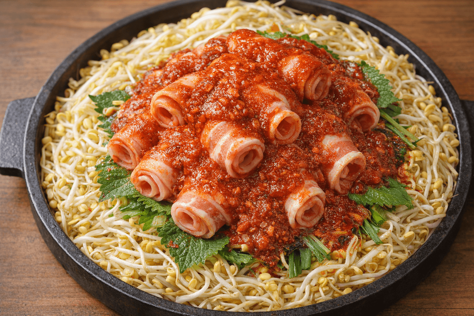 대패삼겹살 콩나물 불고기 콩불 냄비 세팅