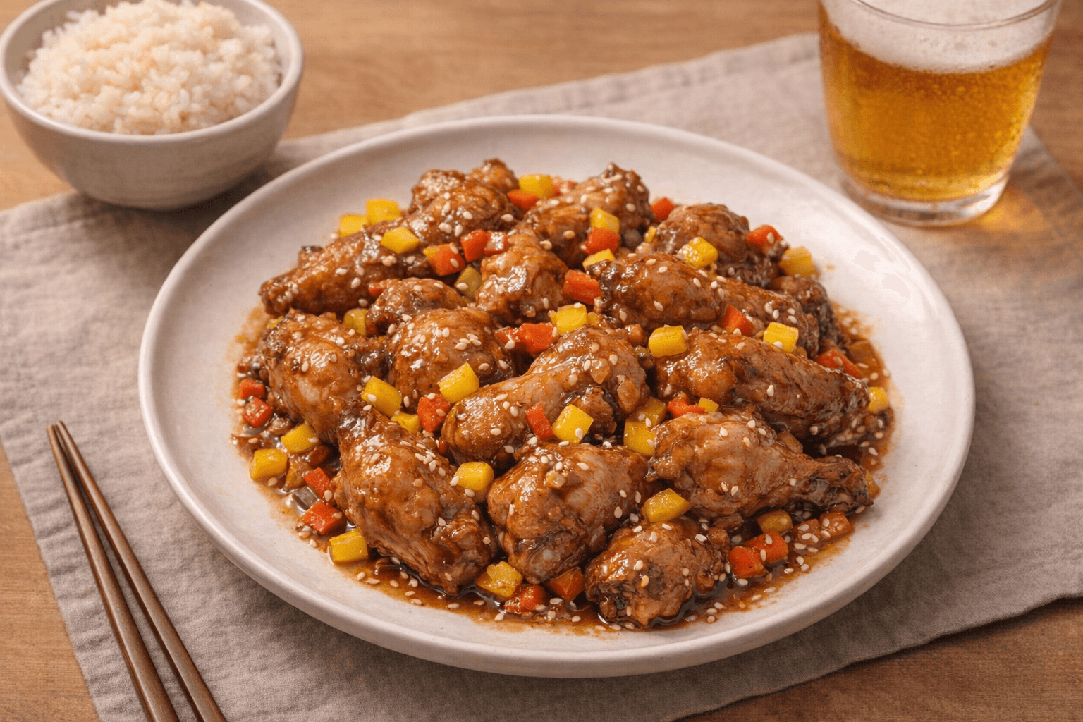 윤기 흐르는 꿀마늘 닭강정