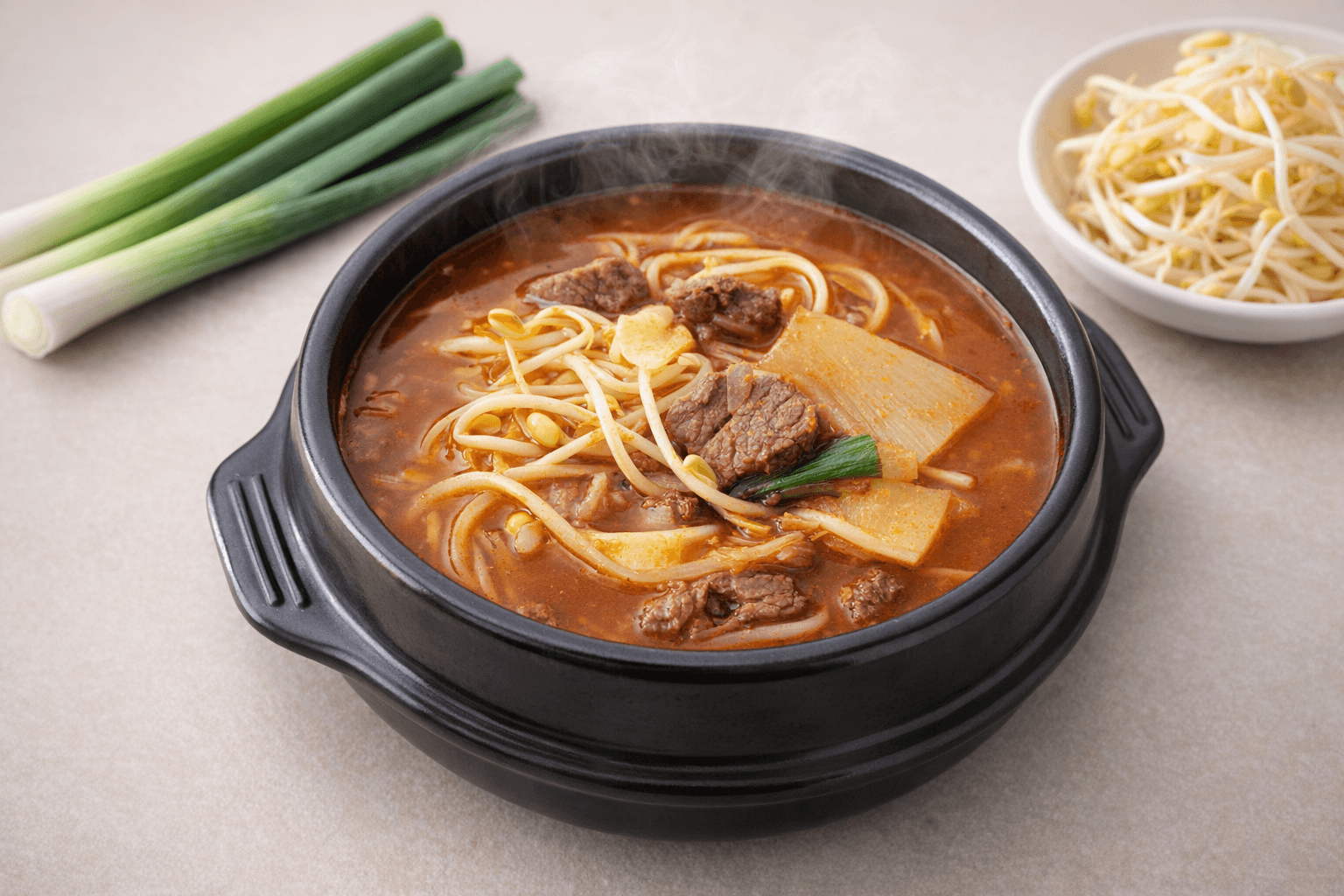 경상도식 얼큰 소고기국 해장국 뚝배기