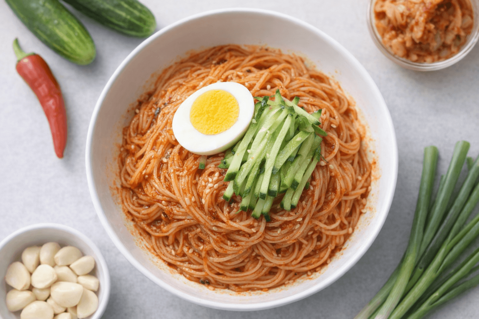 새콤달콤 비빔국수 완성