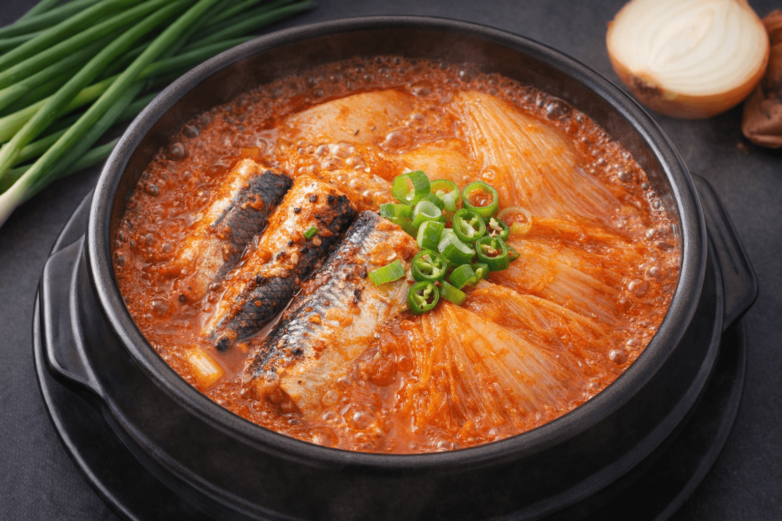 얼큰한 꽁치김치찌개 완성 요리