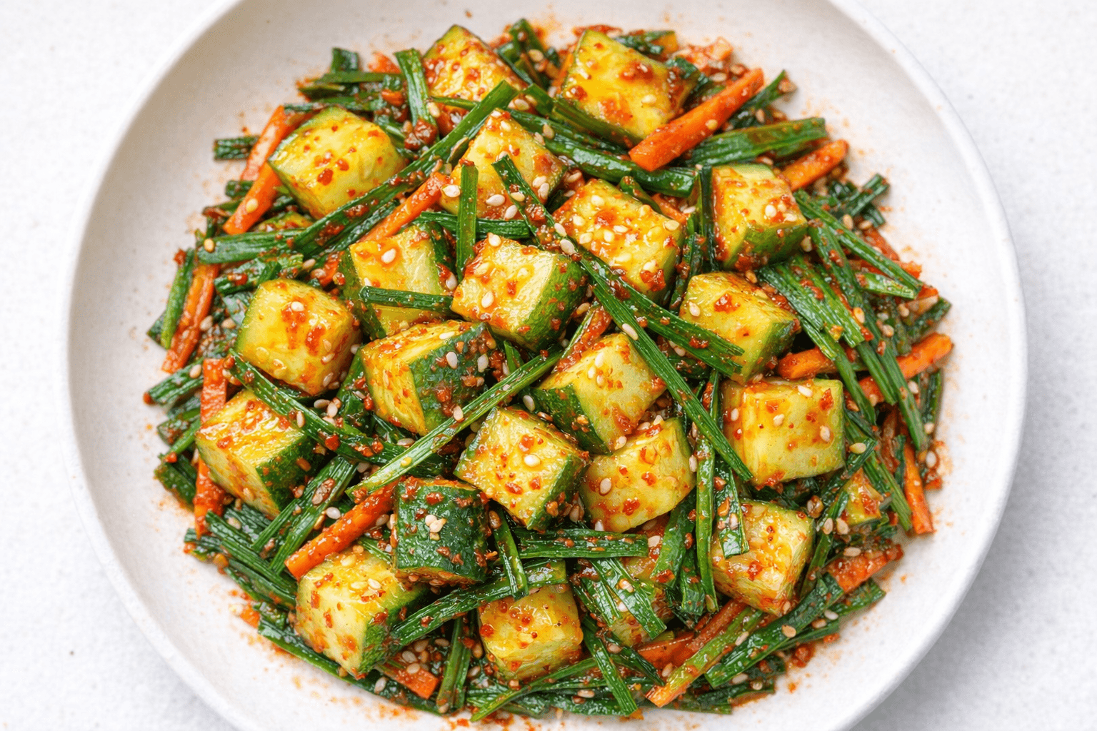 매콤아삭 오이부추무침