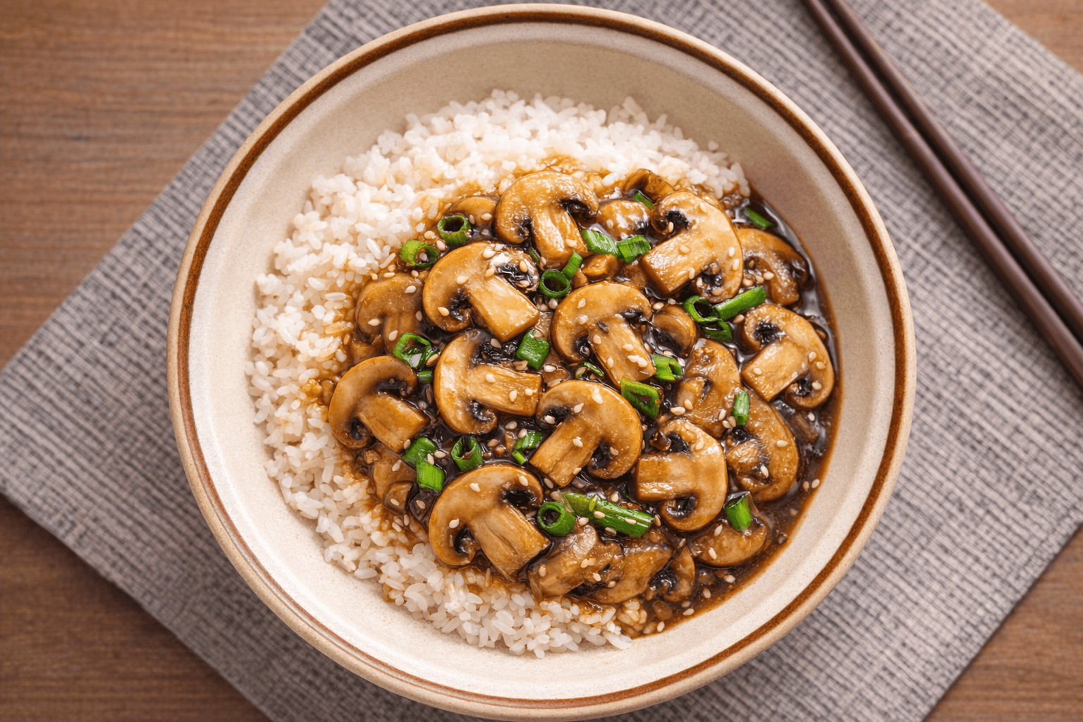 양송이버섯 덮밥 한그릇 요리