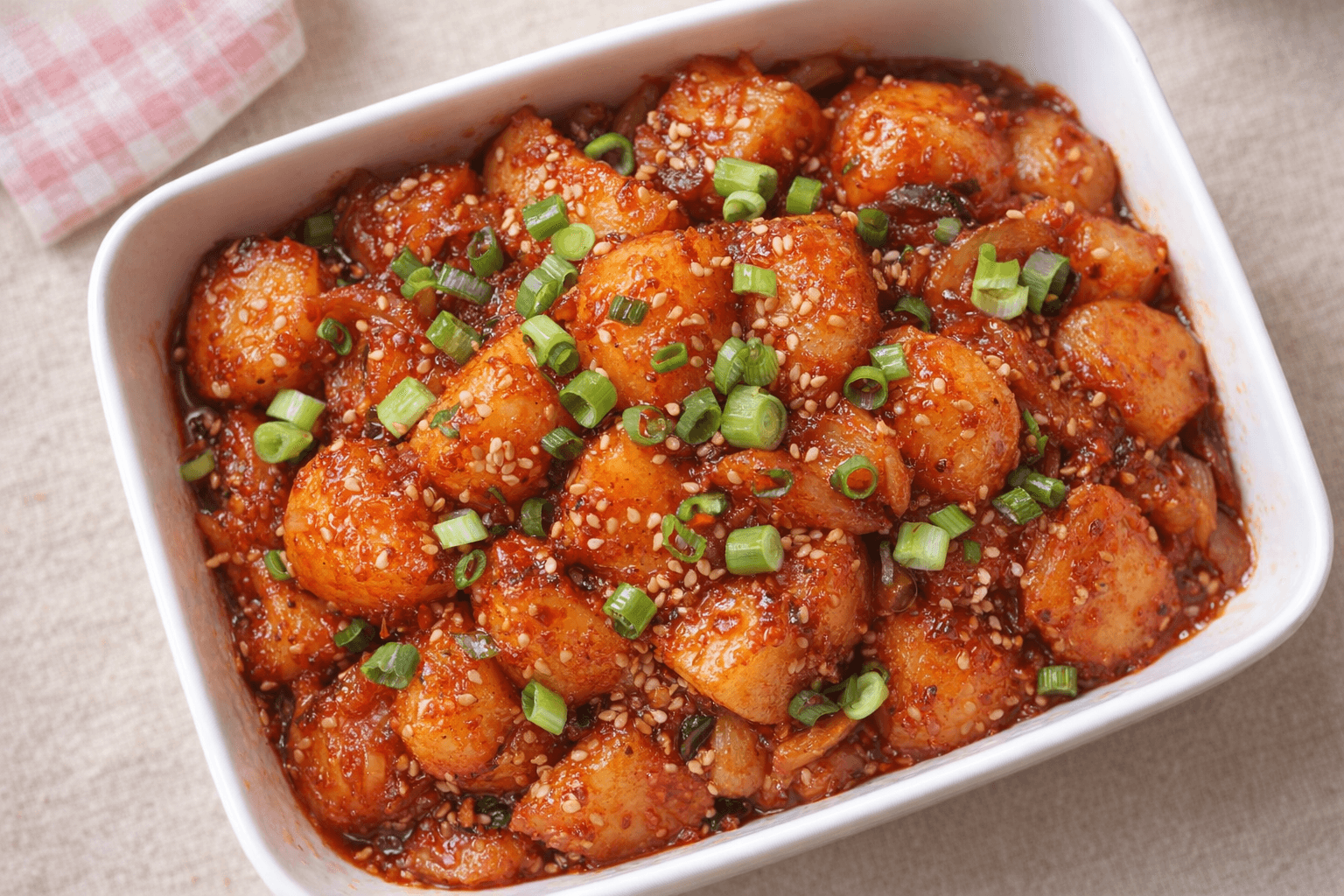 윤기 흐르는 매운 감자조림