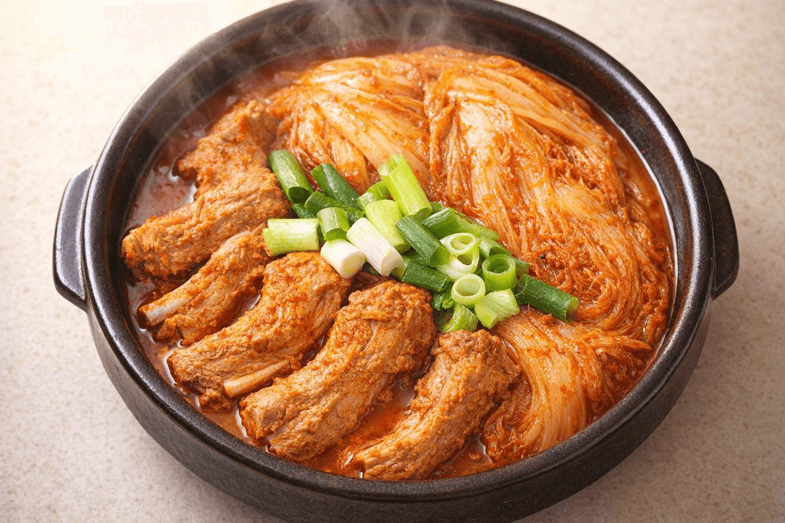 먹음직스러운 돼지 등갈비 김치찜