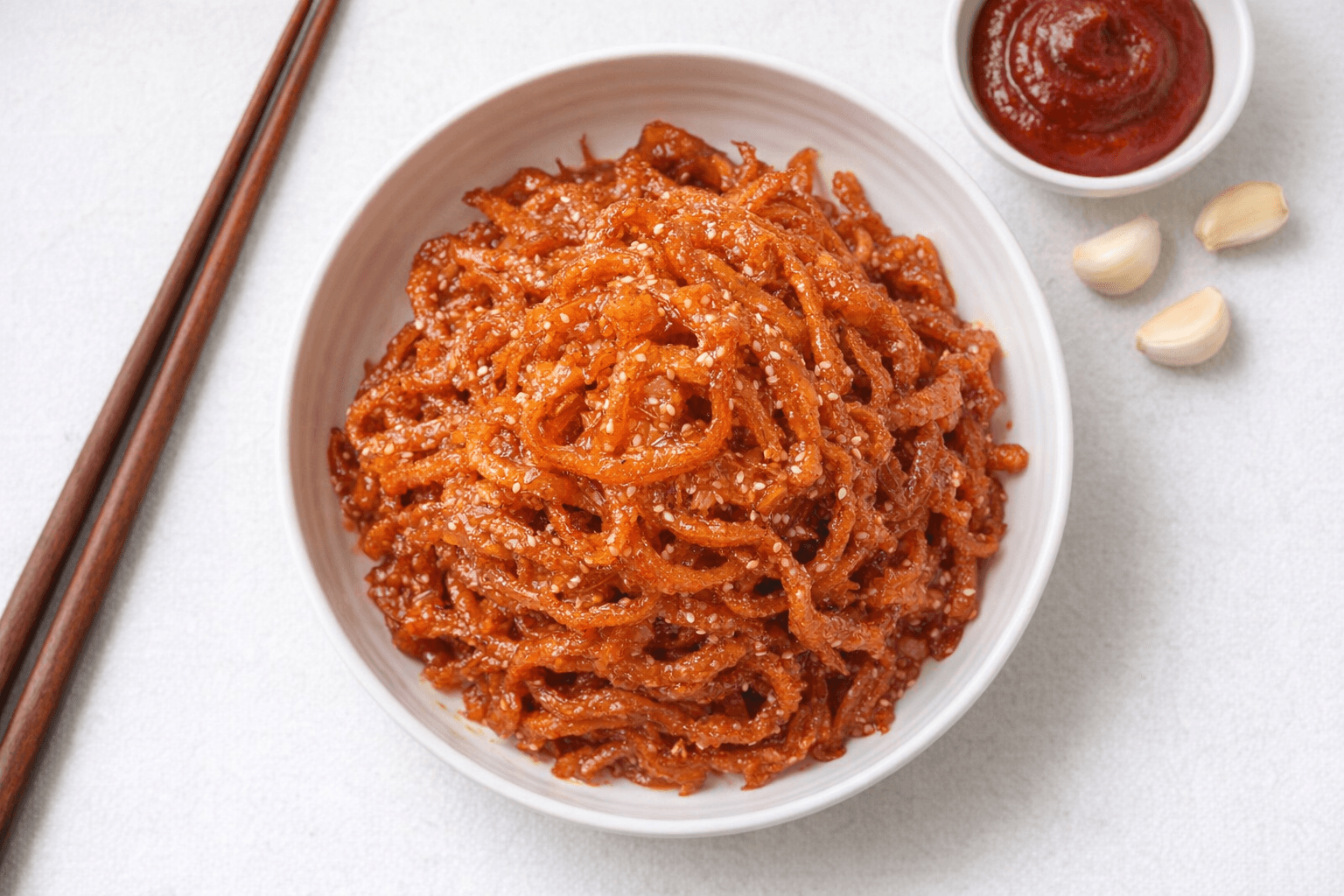 [초간단 밑반찬] 물에 불릴 필요 제로! 절대 딱딱해지지 않는 '마약 진미채 무침' 10분 완성 황금 레시피