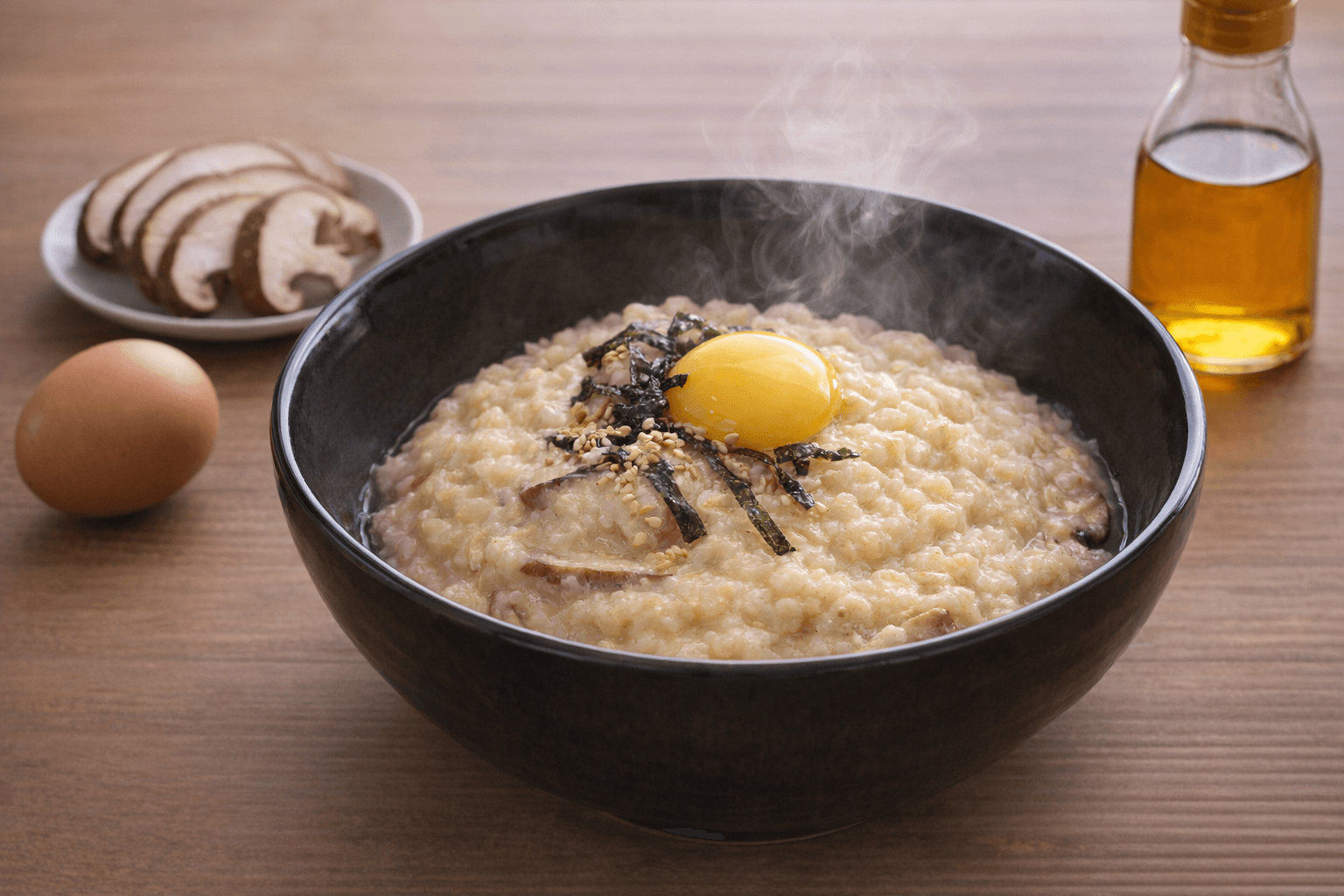 따뜻한 표고버섯 달걀죽 한 그릇