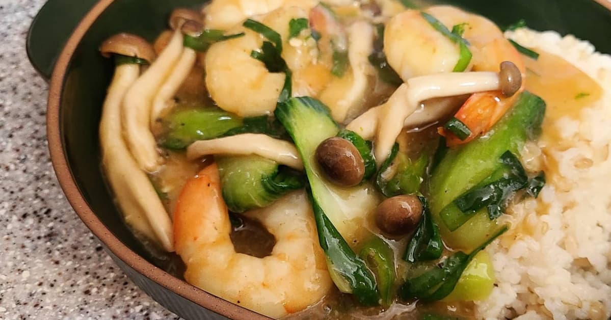 Shrimp rice bowl with bok choy and chives: detailed home-cooking guide